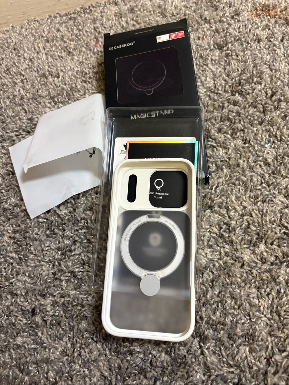 White Magnetic Ring Mount Phone Case for iPhone